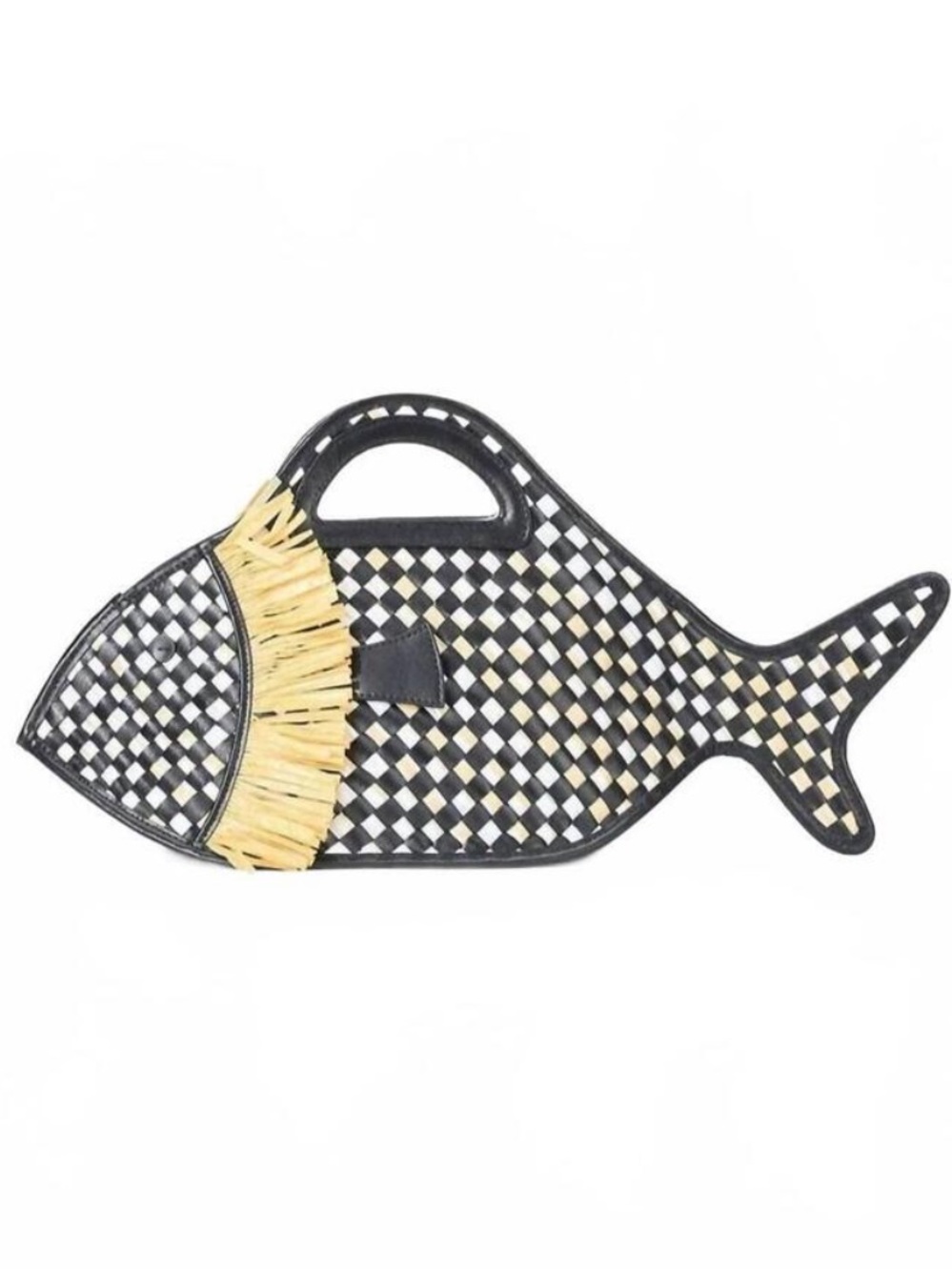 NEW STAUD cleo fish basket bag in black/natural